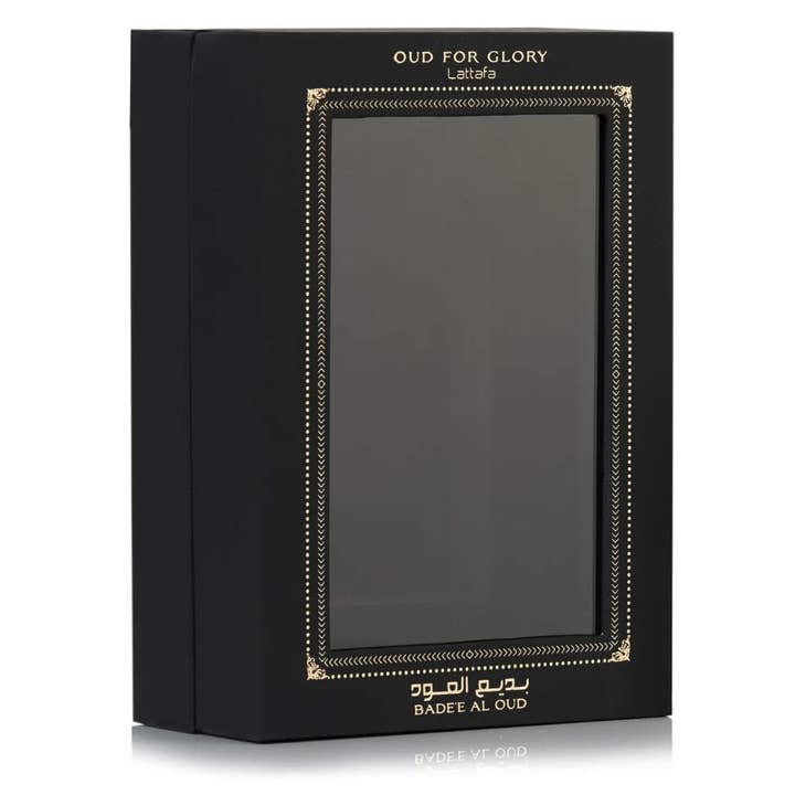 Lattafa Badee Al Oud For Glory bottle and box