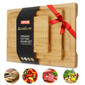 Bamboo Cutting Board Set of 3 – Wooden Boards with Handles For Kitchen.