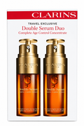 Clarins Double Serum Duo Complete Age Control Concentrate, Anti-Aging Facial Serum, Hydric + Lipidic System, Travel Exclusive, 2-Piece Set.