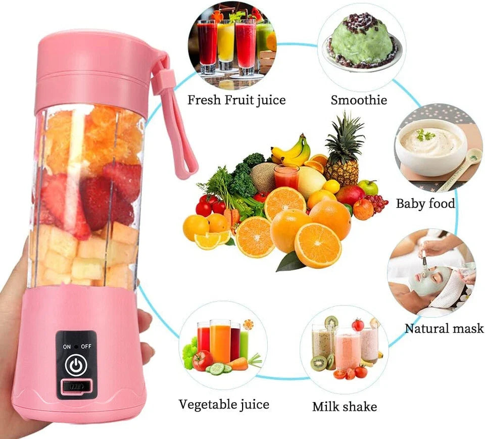 Portable blender bottle, in use
