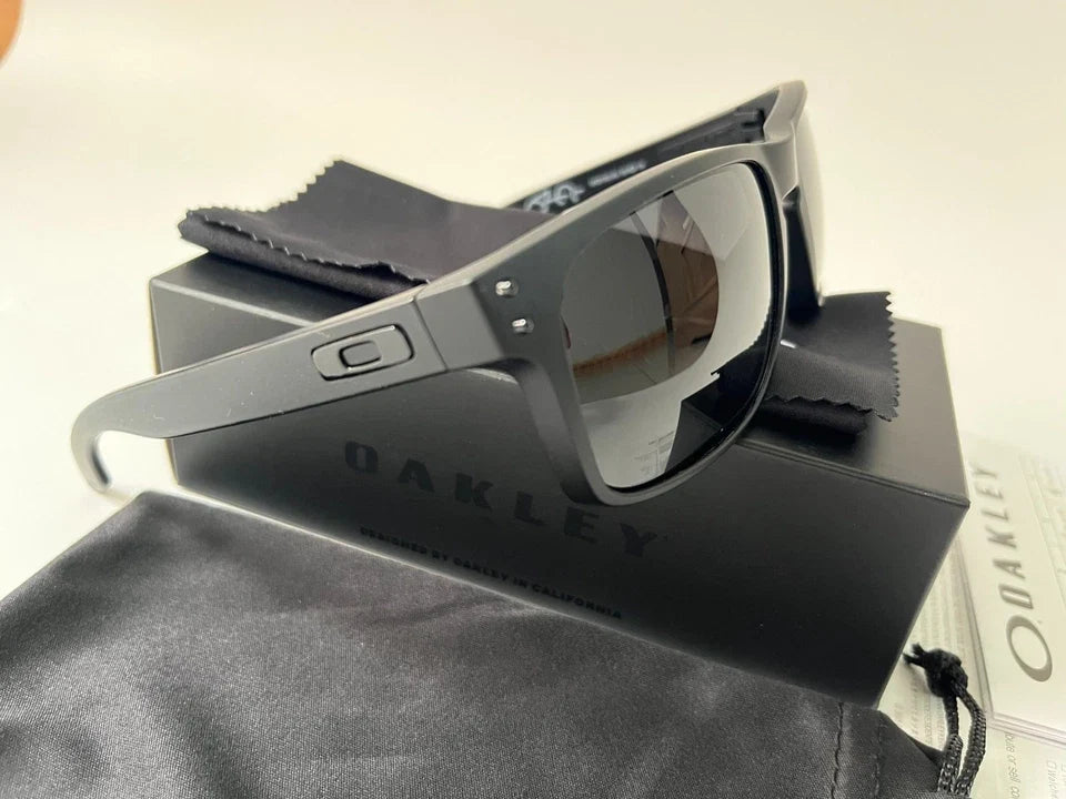 Oakley Holbrook 009102 Sunglasses Matte Black Mirror Gray Polarized Sunglasses.